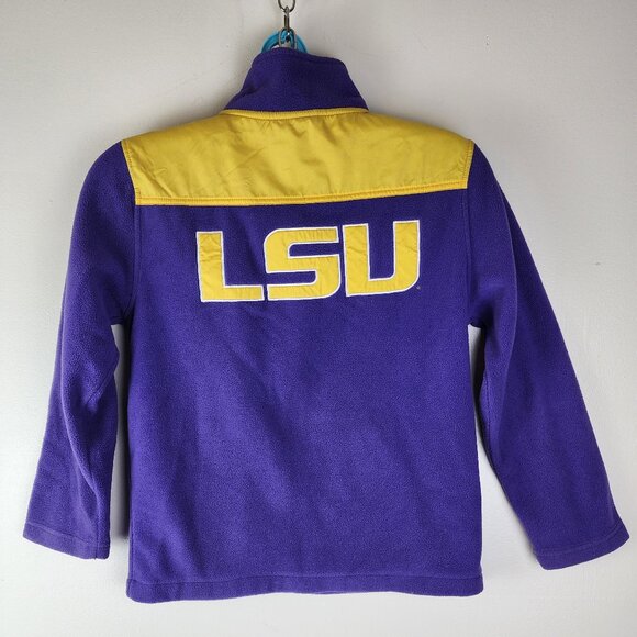 Division 1 LSU Kids Purple Yellow Polyester Front Zip Embroidered Fleece Large - Picture 4 of 6
